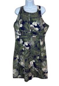 Royal Robins Trim Fit Athletic Dress XL Sleeveless Tropical Print X-Back Knee