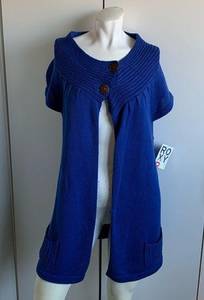 Roxy *NWT*  XL cap sleeve knit two button blue cardigan sweater