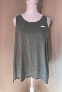 Nike  Dri Fit Running Dusty Green Dry Miler Split Crossback Tank Top Women's XL