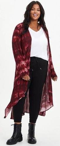 Torrid  Wine Tie Dye Gauze Long Kimono Plus Size 1X