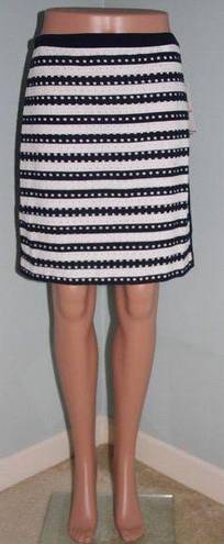 Tommy Hilfiger NWT Women's  Navy Blue & White Striped Eyelet Pencil Skirt Sz 2