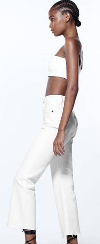 ZARA   TRF White Mid Rise Cropped Flare Denim Jeans Size 0