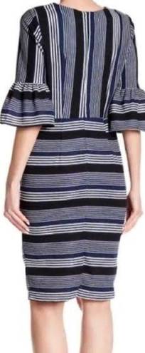 ECI striped v-neck bell sleeves dress women’s Size 6