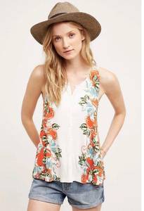 Anthropologie Akemi + Kin Gardenia Button Front Tank