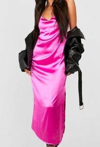 Boohoo  Satin Cowl Neck Midi Dress