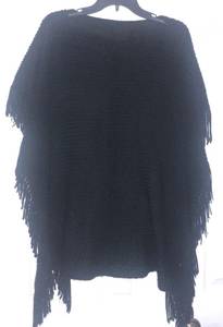 Black Fringe Poncho 