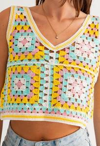 En Crème Sleeveless Crochet Crop Top 