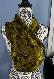 Olive Green Velvet &silk Scarf