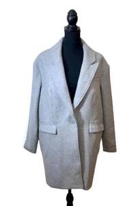 Women's Cameo No Light Two-Tone Wool Blend Coat Grey and Ivory White Size L