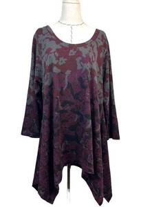 Premise Multi Roundneck Sharkbite High-Low Long Sleeve Knit Tunic Top XXL