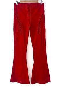 Dolls Kill  Edikted Red Lace Up Wide Leg Jeans Medium