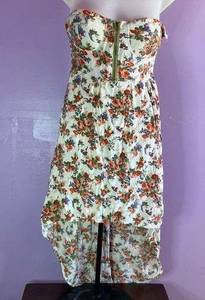 Poetry Red Floral Strapless Dress Size Medium