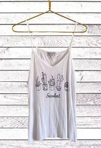 Wildfox Succulent White Tank Women's SZ S