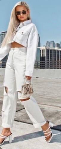 Pretty Little Thing  x molly mae white ripped jeans 