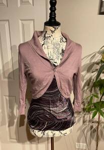 Bloom Silk Vintage y2k Knit Bolero Shrug Shawl Cover crop sweater One Button 