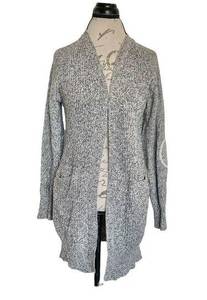 RDI Womens Open Cardigan Sweater Size Small Gray Knit Long Elbow Embroidered