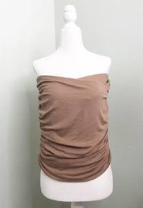 Olivaceous  Neutral Tube Top Nude Taupe Clay Drape Faux Wrap Size Small