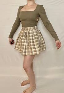 LA Y2K 90s Brown Women’s Plaid Pleated Mini Skirt - S