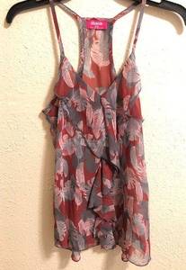 Shasa Leaf Print Sheer Sleeveless Top S