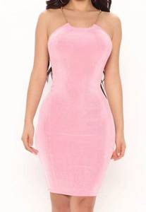 Pink Halter Slinky Mini Dress