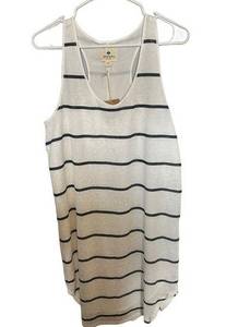 Sperry Racerback Slub Tank Dress White With Navy Blue Stripes size medium nwt