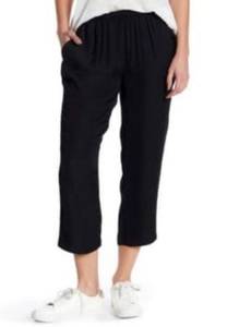 Cropped Pleated Silky Soft Flowy Pants With Pockets Black Size Small