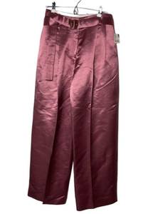 Sies Marjan Fuchsia Blanche belted heavy satin high waist flare leg pants sz 6