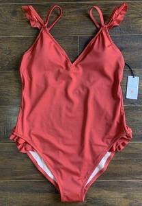 NWT  Ruffle Strap Women’s One Piece Swimsuit Bathing Suit Large