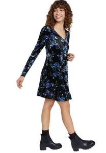 Wild Fable  Black Floral Velour Floral Dress X-Large NWT