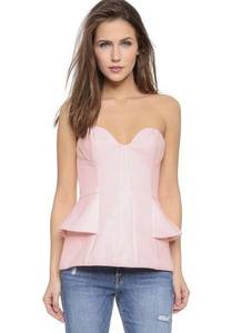 Finders Keepers Take A Shot Bustier Peplum Powder Pink Top Shirt Size XS NWT