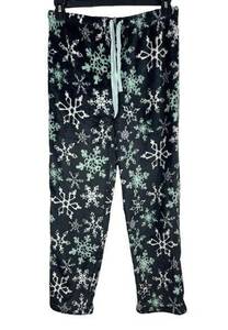 Mia & Tess Velvety Plush Pajama Lounge Snowflake Novelty Pants M NWT