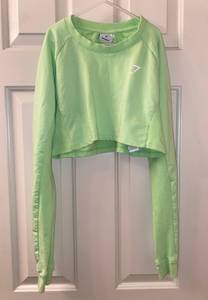 Gymshark Training Long Sleeve Crop Top Sweatshirt Size XS Lime Green