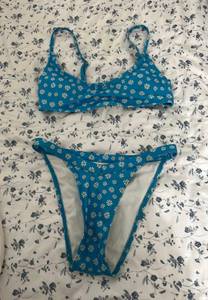 Blue Floral Bathing Suit