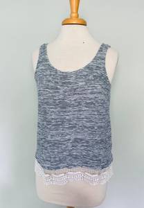 Navy Blue White Striped Sleeveless Top