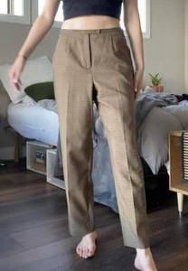 Vintage  petite brown plaid cropped trousers