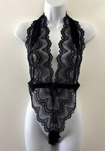 Oh La La Cheri Bodysuit Womens 1X 2X Black Lace Teddy Lingerie Lacey NWT