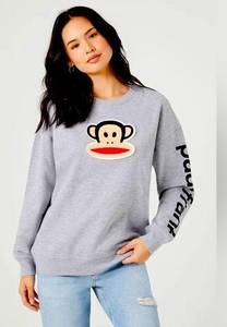 Paul Frank Juniors Sz Med Julius Monkey 3D Patch Gray Sweatshirt Y2K NWOT