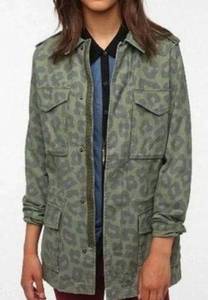 Urban Outfitters Ecote Cheetah Leopard Army Cargo Military Utility Jacket Coat