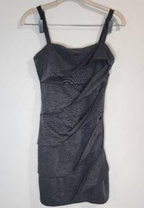 Nu By Marc Anthony Pleated Gathered Side Women Small Mini Grey Night Out Dress