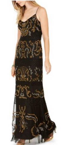 Adrianna Papell Black Beaded Sheath Cocktail Dress Prom