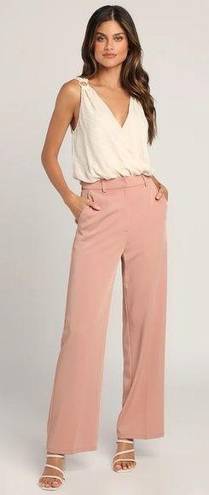 Lulus NWT  So Get This Rusty High Waist Wide Leg Trouser Pants in Rose sz XS