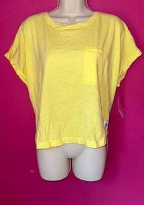 Calvin Klein Performance Yellow T-Shirt Drawstring Hem Pocket Detail Sz L