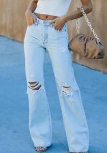 Kancan Light Wash Distressed Ultra High Rise 90s Flare Jeans Women's 30 NWT