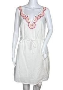 Calypso St Barth Target Dress Womens Medium White Pink Beaded Rope Tie Bohemian