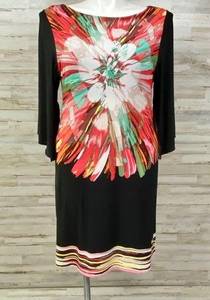 Floral Dress Womens Size 12 Black Coral Vibrant Shift