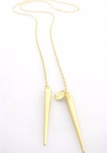 14k Gold Lariat Spike Necklace / Anklet