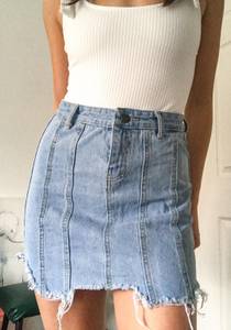 High Waisted Patch Denim Mini Skirt