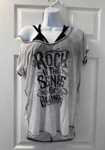 Rock Oversized Burnout V-Neck Lightweight T-Shirt