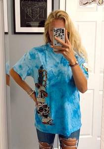 Hama blue tie dye gem skull t shirt