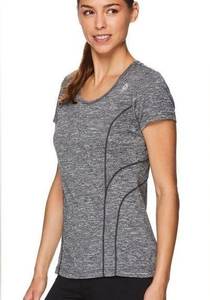 Reebok Women's Fitted Performance Variegated Dark Gray Heather Workout Tp Size L